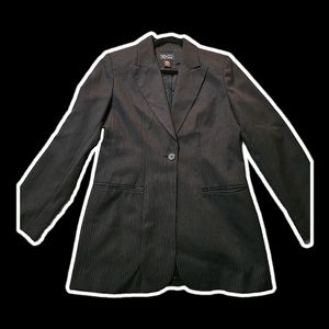 New York & Company Stretch Black Stripes Oversized Blazer Size 4
